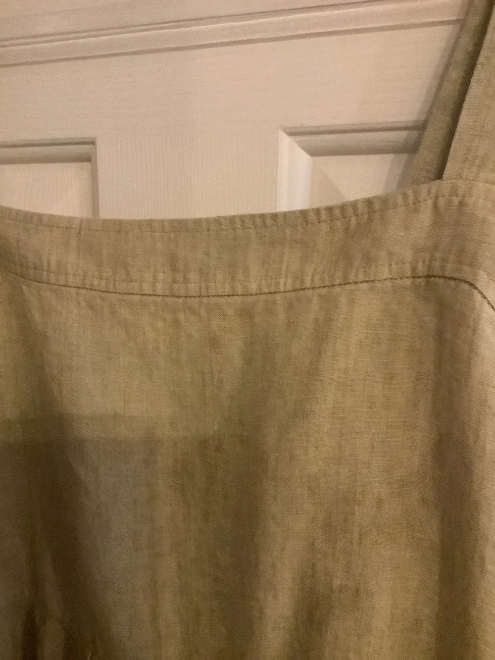 Eileen Fisher Light Beige Tiered Linen Sundress, 2X.